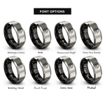 font options for inside engraving on black & silver national park entrance rings