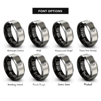 font options for inside engraving on black & silver national park entrance rings