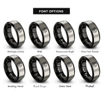 font options for inside engraving on black & grey national park entrance rings