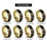 font options for inside engraving on black & gold nativity family rings