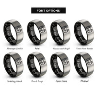 font options for inside engraving on black & grey nativity family rings
