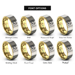 font options for inside engraving on gold & gray nativity family rings