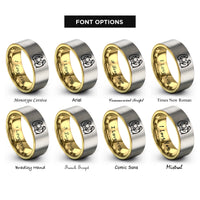 font options for inside engraving on gold & gray nativity family rings