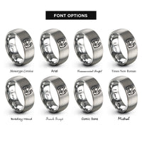font options for inside engraving on grey nativity family rings
