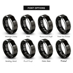 font options for inside engraving on black & silver natural glyph rings