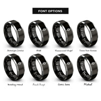 font options for inside engraving on black & silver natural glyph rings