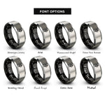font options for inside engraving on black & grey natural glyph rings