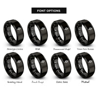 font options for inside engraving on black natural glyph rings