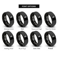 font options for inside engraving on black natural glyph rings