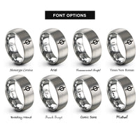 font options for inside engraving on silver natural glyph rings