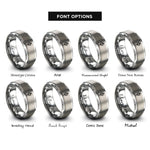 font options for inside engraving on grey natural glyph rings
