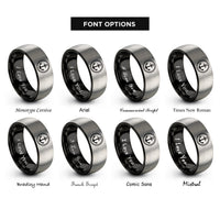 font options for inside engraving on black & silver nautical anchor rings