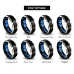 font options for inside engraving on black & blue & grey nautical chart rings