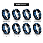 font options for inside engraving on blue & grey nautical chart rings