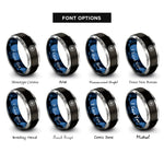 font options for inside engraving on black & blue & silver nautical compass rings