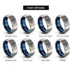 font options for inside engraving on blue & gray nautical compass rings
