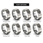 font options for inside engraving on gray nautical compass rings