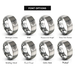 font options for inside engraving on silver nautical compass rose rings