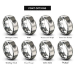font options for inside engraving on grey nautical compass rose rings