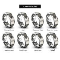 font options for inside engraving on grey nautical compass rose rings