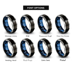 font options for inside engraving on black & blue & silver nautical star rings