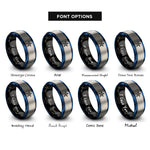 font options for inside engraving on black & blue & grey nautical star rings