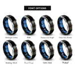 font options for inside engraving on black & blue & silver nautical star rings
