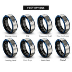 font options for inside engraving on black & blue & gray nautical star rings