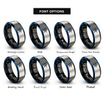 font options for inside engraving on black & blue & grey nautical star rings