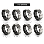 font options for inside engraving on black & grey nautical star rings