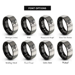 font options for inside engraving on black & grey nautical star rings