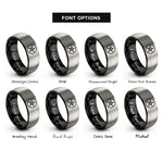 font options for inside engraving on black & silver nautical star rings