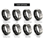 font options for inside engraving on black & gray nautical star rings