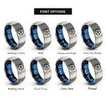font options for inside engraving on blue & gray nautical star rings