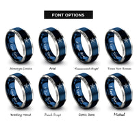 font options for inside engraving on blue & gray nautical star rings