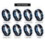 font options for inside engraving on blue & silver nautical star rings