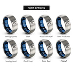 font options for inside engraving on blue & gray nautical star rings
