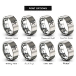 font options for inside engraving on gray nautical star rings