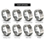 font options for inside engraving on silver nautical star rings