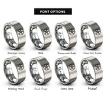 font options for inside engraving on silver nautical star rings
