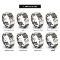 font options for inside engraving on grey nautical star rings
