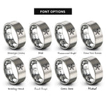 font options for inside engraving on silver nautical star rings
