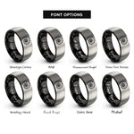font options for inside engraving on black & silver nautilus shell rings