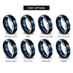 font options for inside engraving on blue & silver nautilus shell rings