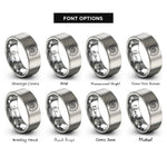 font options for inside engraving on silver nautilus shell rings
