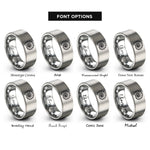 font options for inside engraving on gray nautilus shell rings