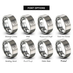 font options for inside engraving on silver nautilus shell spiral rings