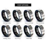 font options for inside engraving on black & blue & gray navy anchor rings