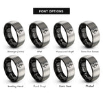 font options for inside engraving on black & silver navy anchor rings