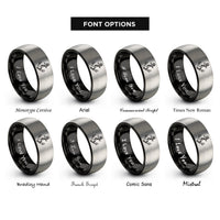 font options for inside engraving on black & silver navy anchor rings